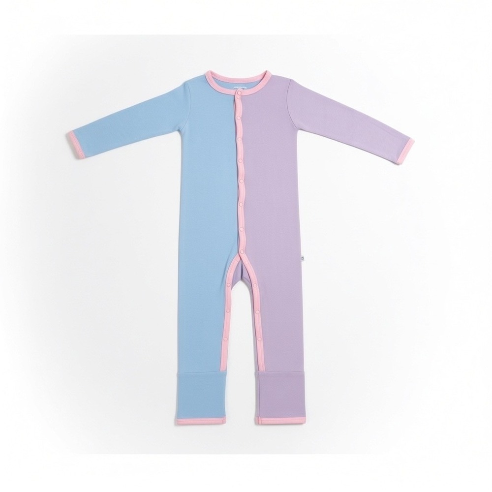 Bubble Baby 2T Bamboo Viscose Colorblock Snap Romper Pajamas Blue Purple Pink